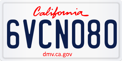 CA license plate 6VCN080