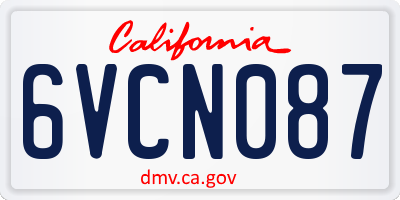 CA license plate 6VCN087