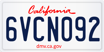 CA license plate 6VCN092