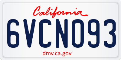 CA license plate 6VCN093