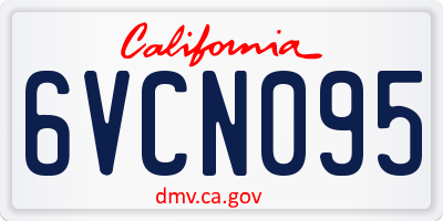 CA license plate 6VCN095