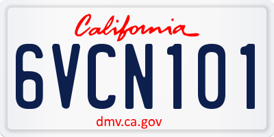 CA license plate 6VCN101