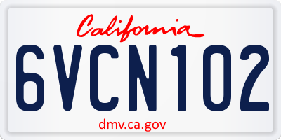 CA license plate 6VCN102