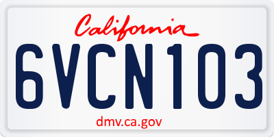 CA license plate 6VCN103