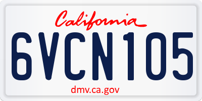 CA license plate 6VCN105