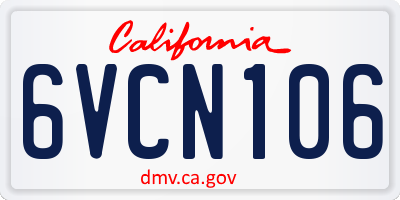 CA license plate 6VCN106