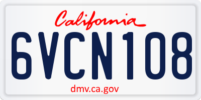 CA license plate 6VCN108