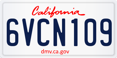 CA license plate 6VCN109