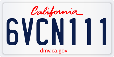 CA license plate 6VCN111