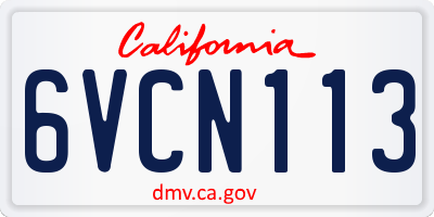 CA license plate 6VCN113