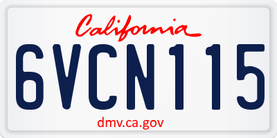 CA license plate 6VCN115