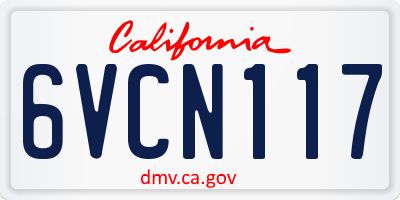 CA license plate 6VCN117