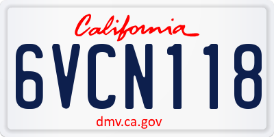 CA license plate 6VCN118
