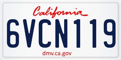 CA license plate 6VCN119