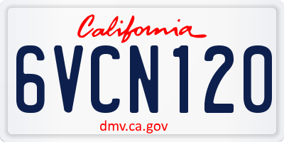 CA license plate 6VCN120