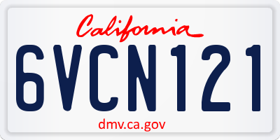 CA license plate 6VCN121