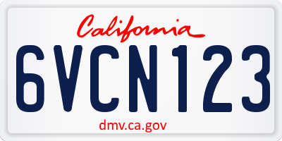 CA license plate 6VCN123
