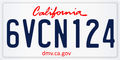 CA license plate 6VCN124