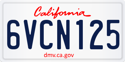 CA license plate 6VCN125