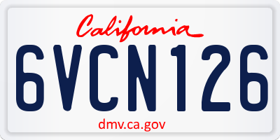 CA license plate 6VCN126