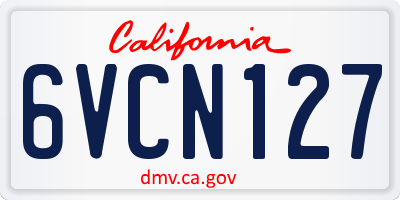CA license plate 6VCN127