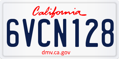 CA license plate 6VCN128