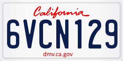 CA license plate 6VCN129