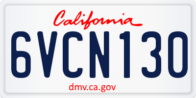 CA license plate 6VCN130