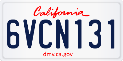 CA license plate 6VCN131