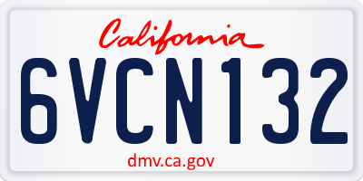 CA license plate 6VCN132