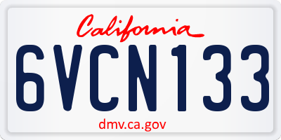 CA license plate 6VCN133