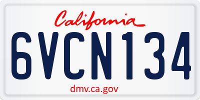 CA license plate 6VCN134