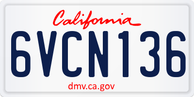 CA license plate 6VCN136