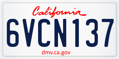 CA license plate 6VCN137
