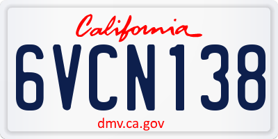 CA license plate 6VCN138