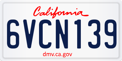CA license plate 6VCN139