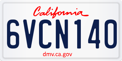 CA license plate 6VCN140