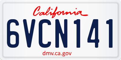 CA license plate 6VCN141