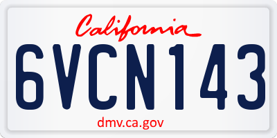 CA license plate 6VCN143