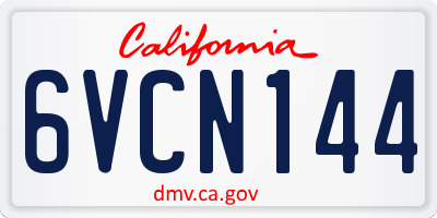 CA license plate 6VCN144