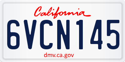 CA license plate 6VCN145