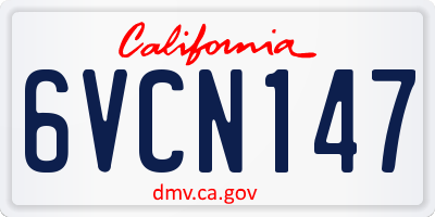 CA license plate 6VCN147