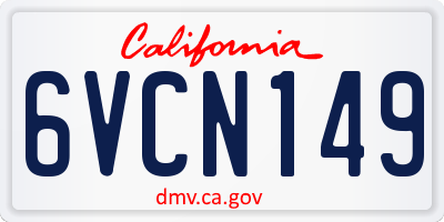 CA license plate 6VCN149
