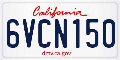 CA license plate 6VCN150