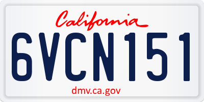 CA license plate 6VCN151
