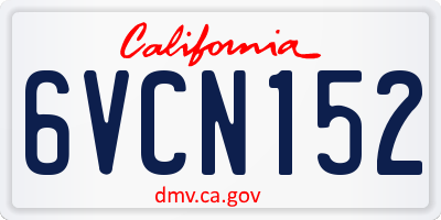 CA license plate 6VCN152