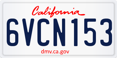 CA license plate 6VCN153