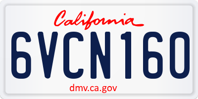 CA license plate 6VCN160