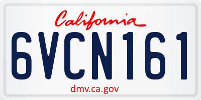 CA license plate 6VCN161