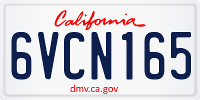 CA license plate 6VCN165